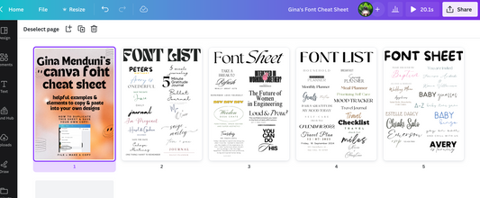 Gina's Canva Font Cheat Sheet